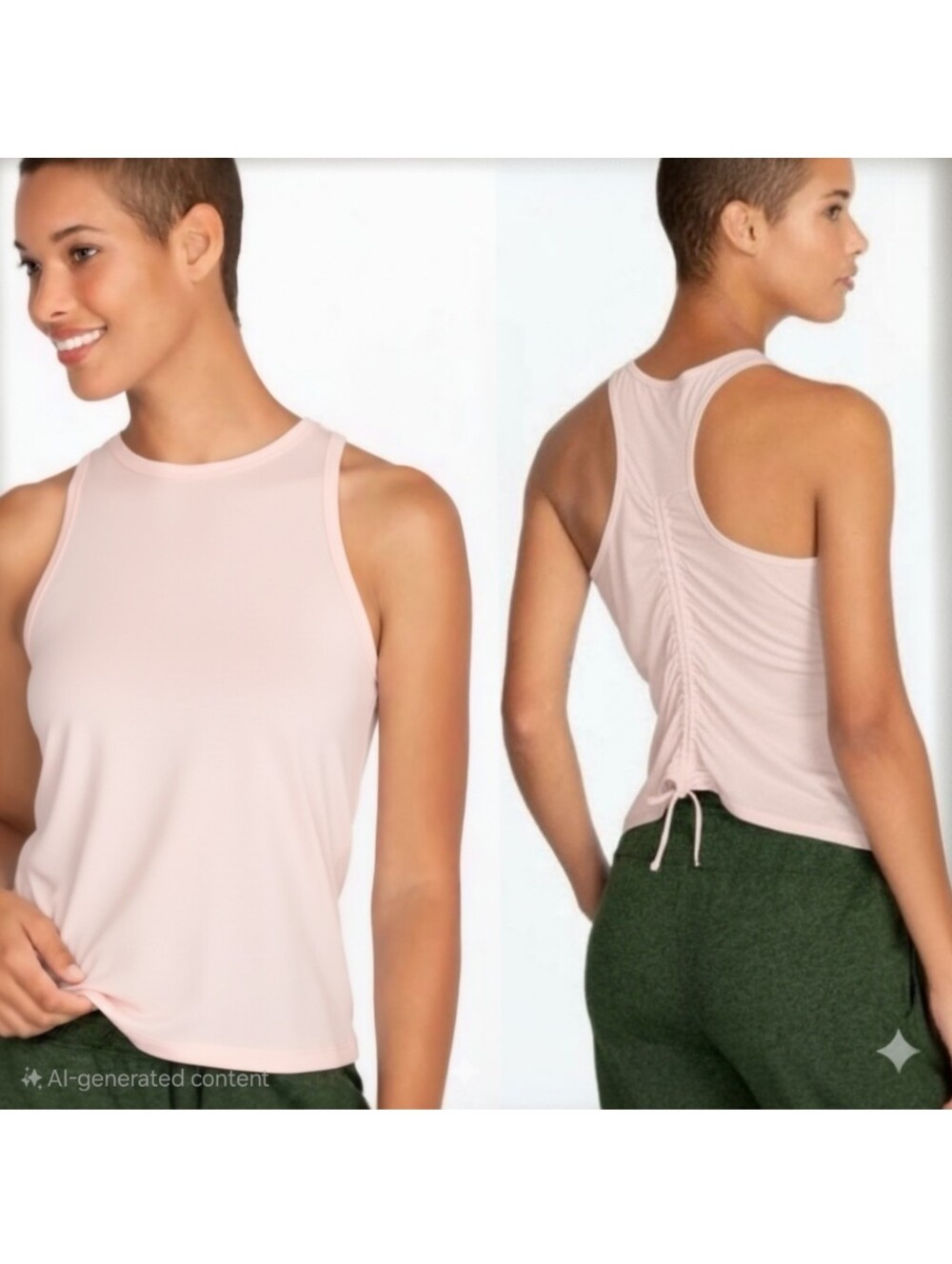 Calme By Johnny Was Womens Pink Ease Racerback Tank Active Top Tie Back Size XS